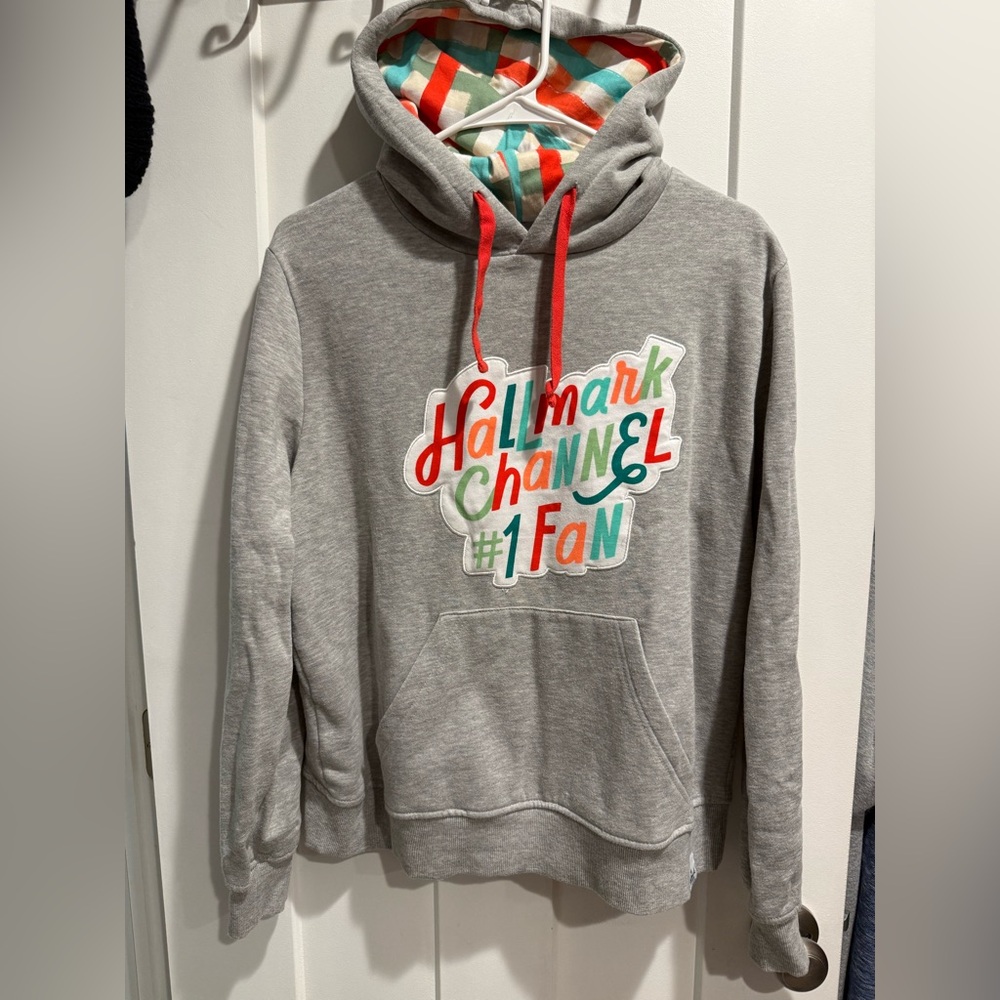 Gray Hallmark Channel Hoodie with Red Accents Womens Medium
